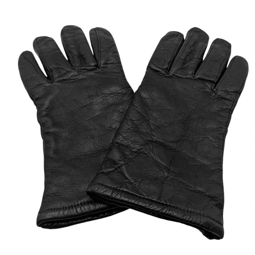 Samco Leather Winter Gloves Black Wool Polyester Lining Womens Four Made in USA